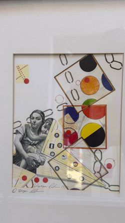 Signed Mixed Media Collage Art, 1992 by Sergio Lalaian