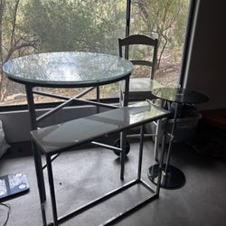 Modern Glass Tables Set and Chair 