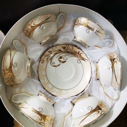 24ct gold porcelain bone set