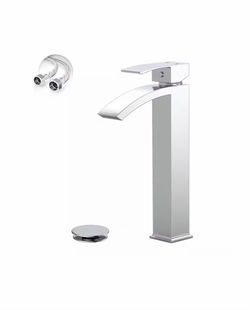 Single Hole Single-Handle High Arc Bathroom Faucet With Pop Up Drain Without Overflow in Polished Chrome