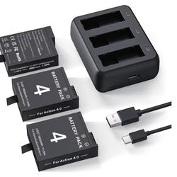 Osmo Action4/Action3 Battery Charger Kit 3 1850mAh Batteries
