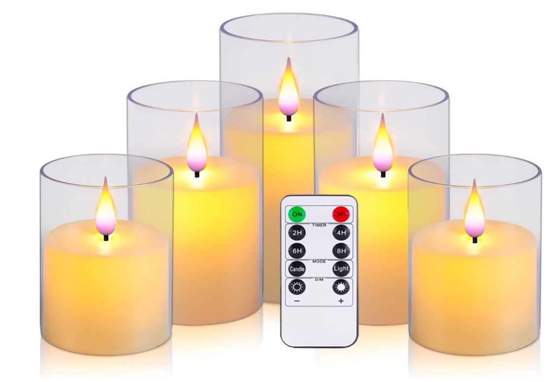 New  flameless Pillar Candle Battery Powered Candle LED plexiglass Candle 24-Hour Remote Control 