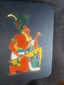 Mexican Mayan Art Metal Enamel 