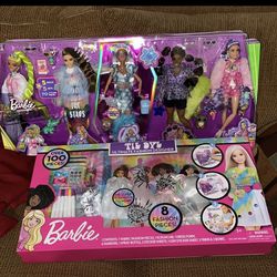 Lot of (2) 5 pc Barbie doll & fabric fashion pieces