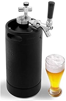 Mini Keg Detachable Aluminum Regulator & Spout Easy Storage Under Pressure-Homebrew Growler Beer Dispenser,
