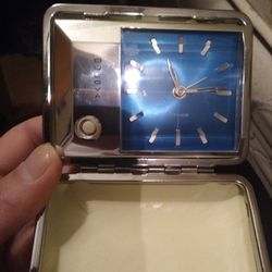 1960 Blue Bulova Travel Alarm Clock Vintage 