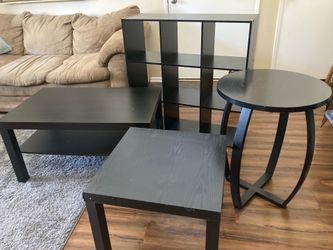 Coffee table & 2 side tables & cube shelf