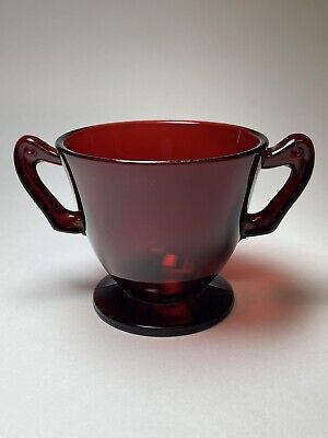 Vintage Royal Ruby Red Glass Open Sugar Bowl Dish
