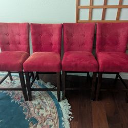 RED VELVET Formal Counter Height Dining Room Chairs Stools - 4