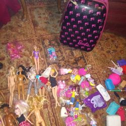 Barbie Bundle .all For One Price.vintage Furniture.accessories.dishes.pets.and Vintage Rolling Carrying Case