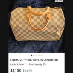 100% AUTHENTIC LOUIS VUITTON SPEEDY AZURE 