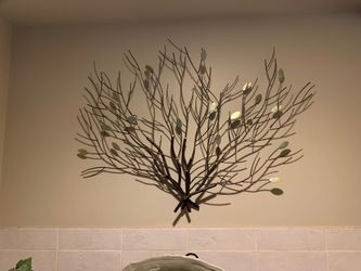 Metal branches w Green leaves wall decor