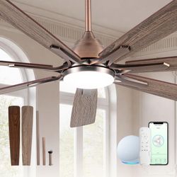 Minislak 72" Oil Rubbed Bronze Smart Ceiling Fan with Light via WiFi Alexa,6-Speeds Quiet DC Motor,Dimmable,Outdoor Antique Bronze Large Ceiling Fan f