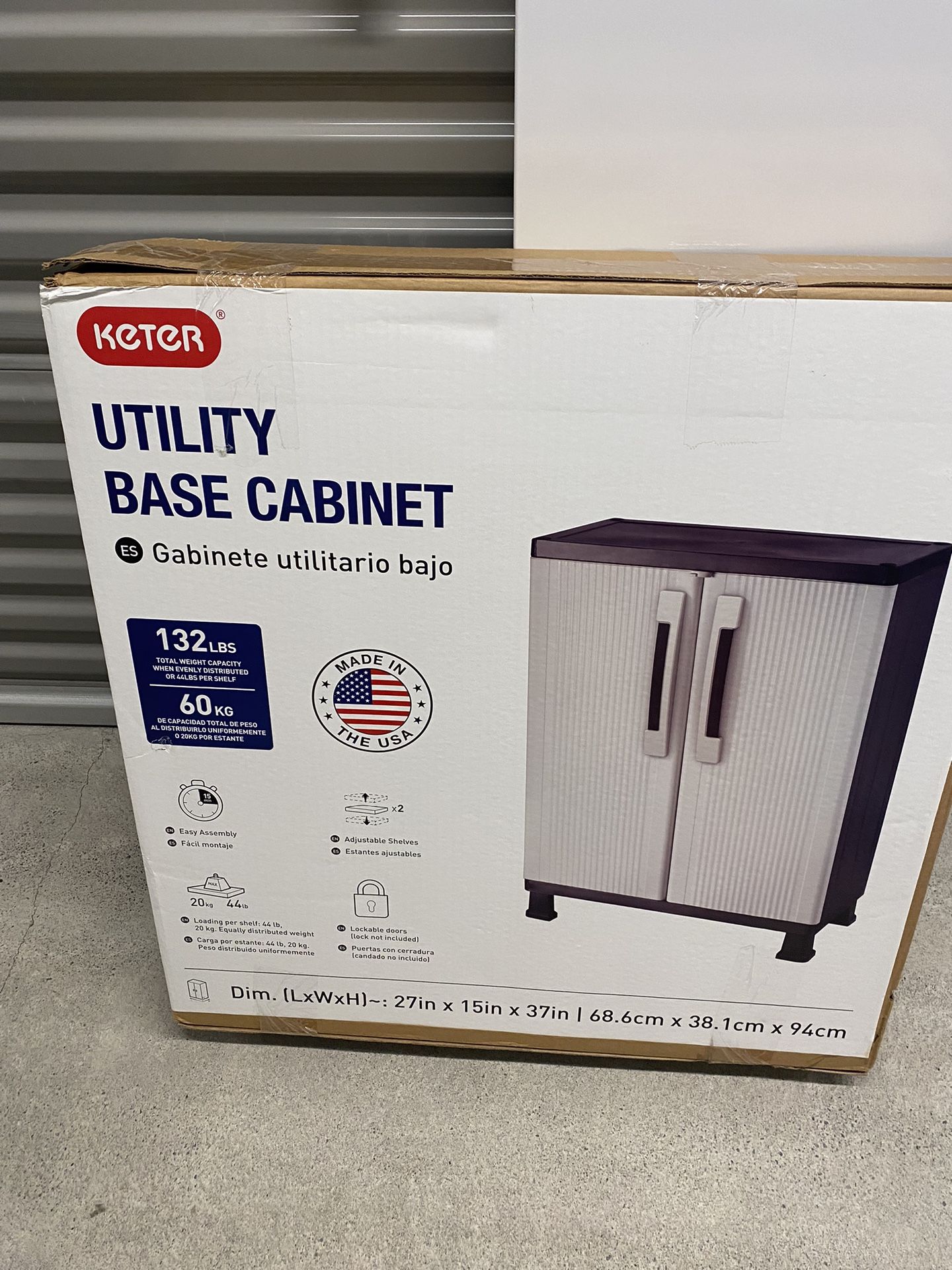 Keter Utility cabinets 27-in W x 38.58-in H x 14.75-in D Freestanding Plastic Garage Cabinet in Gray