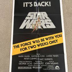 STAR WARS 1981 ORIGINAL MOVIE POSTER AUTHENTIC NSS RE-RELEASE OF 1977 CLASSIC