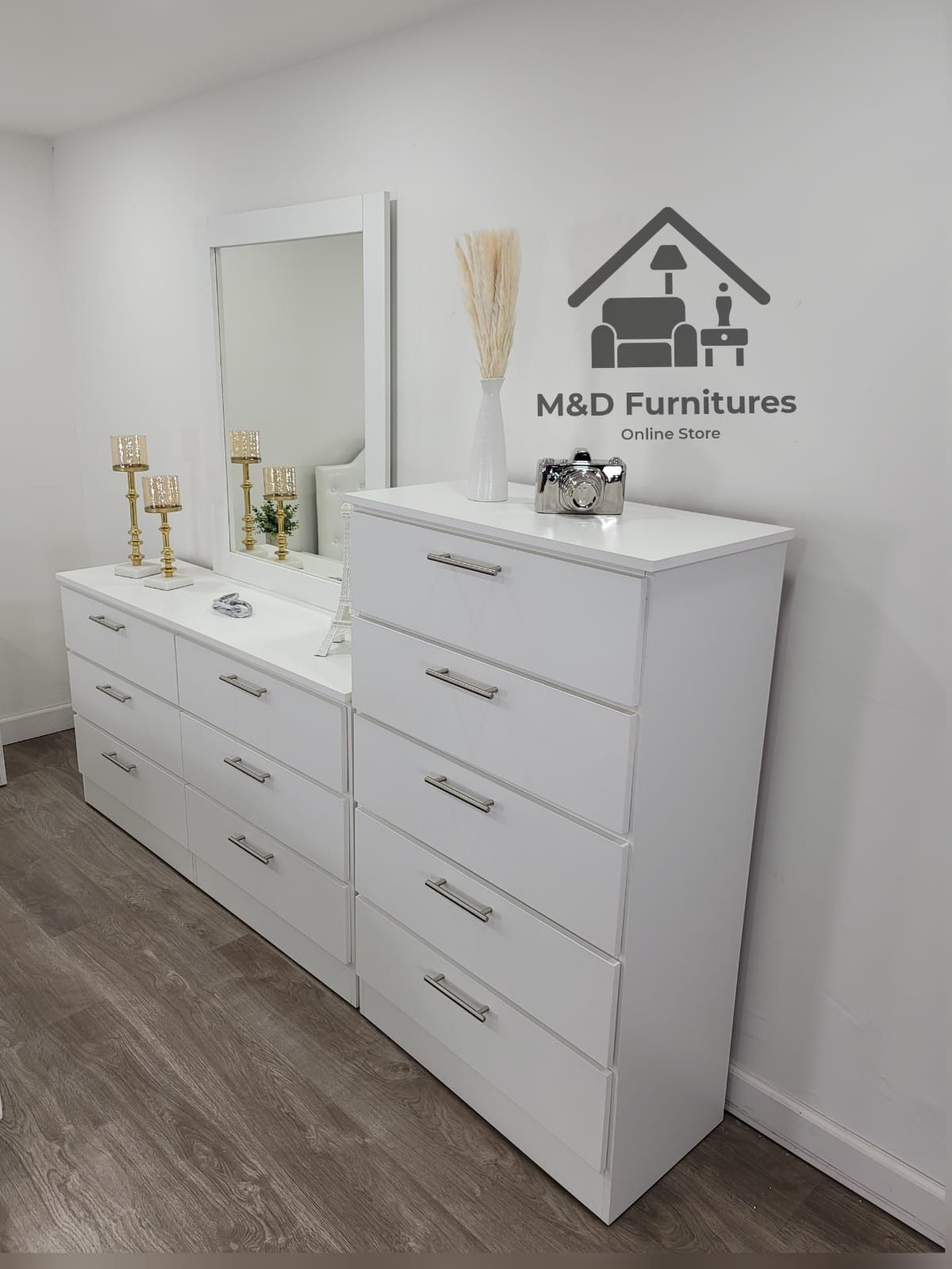 Brand New Dresser with Mirror and Chest / Comoda con Espejo y Gavetero Nuevos a Estrenar …. Fast 🚚