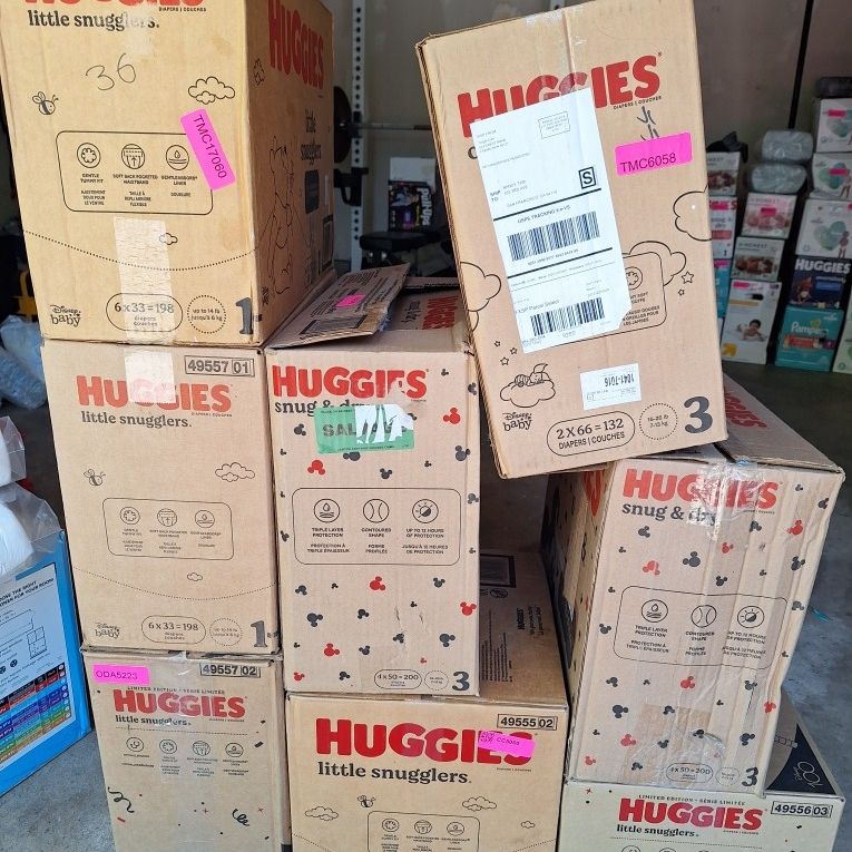 Huggies Diapers, Huge Boxes. 