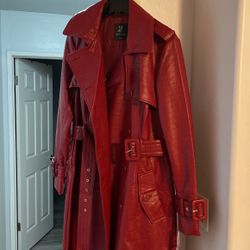NY&C Red Faux Leather Coat