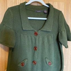 Heather B Women’s Size L Green Cardigan Sweater Short Sleeved