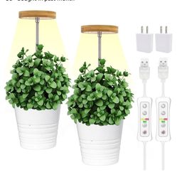 yadoker Plant Grow Light for Indoor Plant, Bamboo Mini LED Grow Light Garden,Height Adjustable, Automatic Timer with 8/12/16 Hours