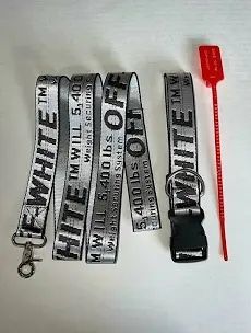 Off White Dog Collar And Leash Set