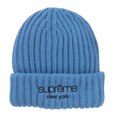 Supreme Classic Logo Chunky Ribbed Beanie FW24 Blue 