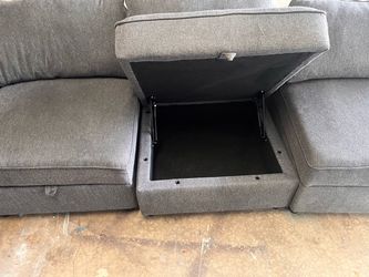 Gray Sectional Sofa with Storage Ottoman