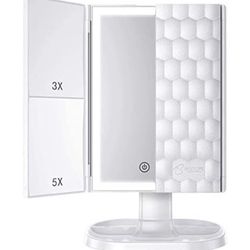 Makeup Mirror Touch Screen With Lights Vanity Mirror 5x Magnification 