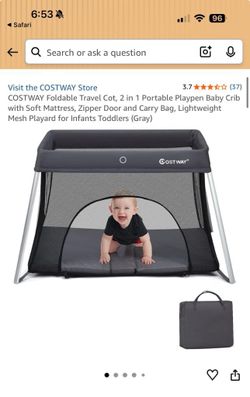 Costway Foldable Travel Cot Portable Playpen