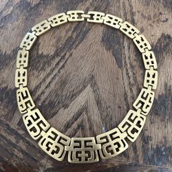 Rare! Vintage Crown Trifari Asian Style Matte Finish Choker/Necklace