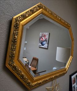 Ornate Gold Octagonal Wall Mirror