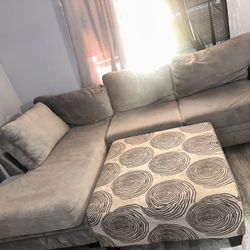 Nice Grey Comfy Sectional With Ottoman 