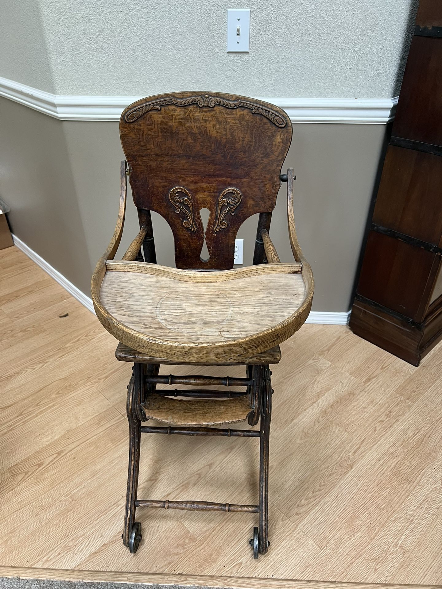 Antique 100+ year old vintage high chair convertible rocking chair