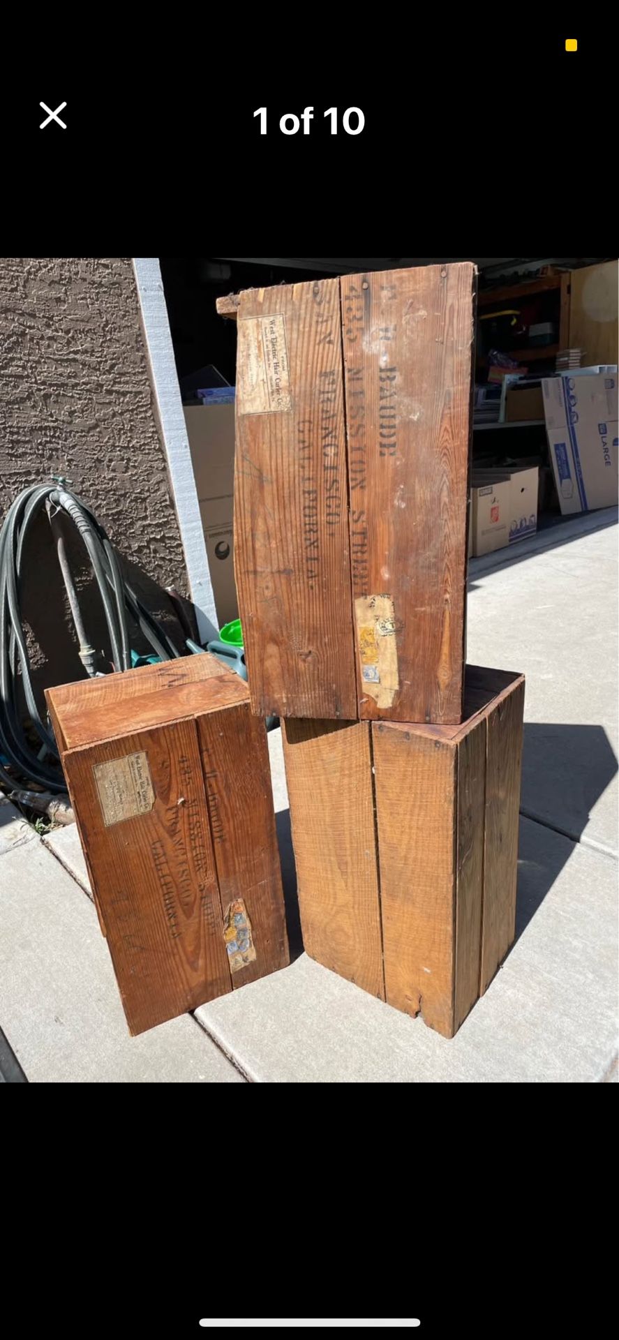 Antique Crates With Postage On Sold Each 