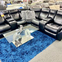 Massive Clearance😱Beautiful Modern Black Reclining Sofa Sectional Limited Time Sale$1599🔥