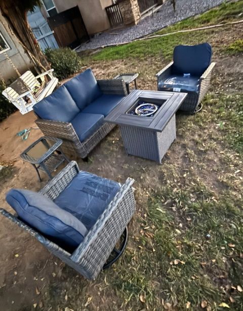 Patio Set Propane With Swivel Rocking Chairs Brand New Patio Sofa Rocking Swivel Chair Set 🆕🚚🚎🛺🆕