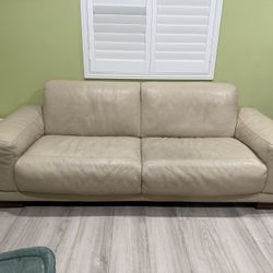 Cream Leather Sofa