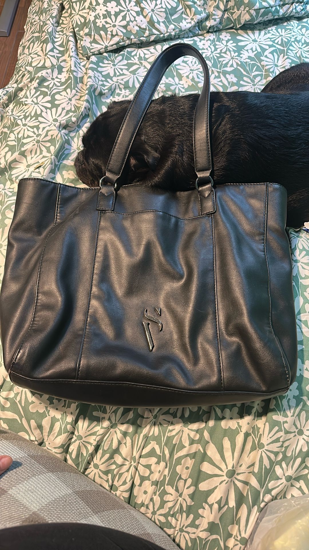 Sleek Black Faux Leather Tote Bag