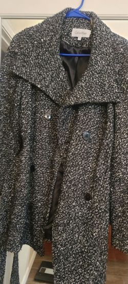 black white short coat wool