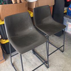 3 Bar Counter Stools/ Grey Leather 35 Each