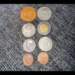 Old International Coins Set (8) - Italy, Canada, UK, Mexico
