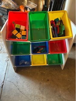 BEAUTIFUL ECR4KIDS 4TIER ORGANIZER WITH 9 REMOVABLE PLASTIC 8x12 inches TOY STORAGE BOXES