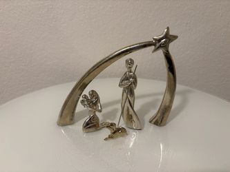 Silver Alloy Metal Nativity Set