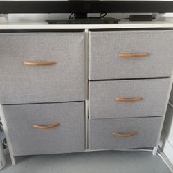 Drawers with Fabric Bins, Steel Frame, Wood Top