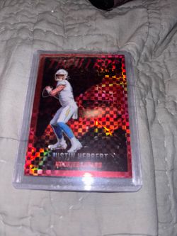 Justin Herbert thrillers rookies and stars red checker refractor chargers football card