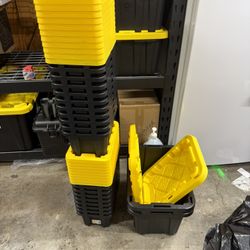 6.5-Qt Tough Storage Tote in Black with Yellow Lid