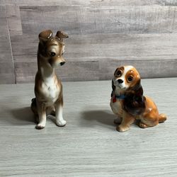 Walt Disney Lady and The Tramp Figurines Ceramic  Made In Japan