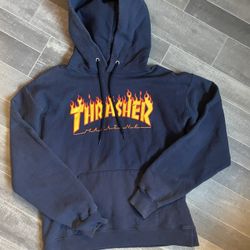 Thrasher Flames Hoodie Mens Small Black Preowned Skateboard Thrasher Magazine