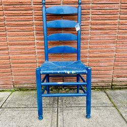 Rustic Farmhouse Chic Blue Rush Seat Chair