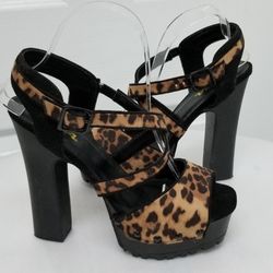 Soda Leopard Design High Heel Shoes 